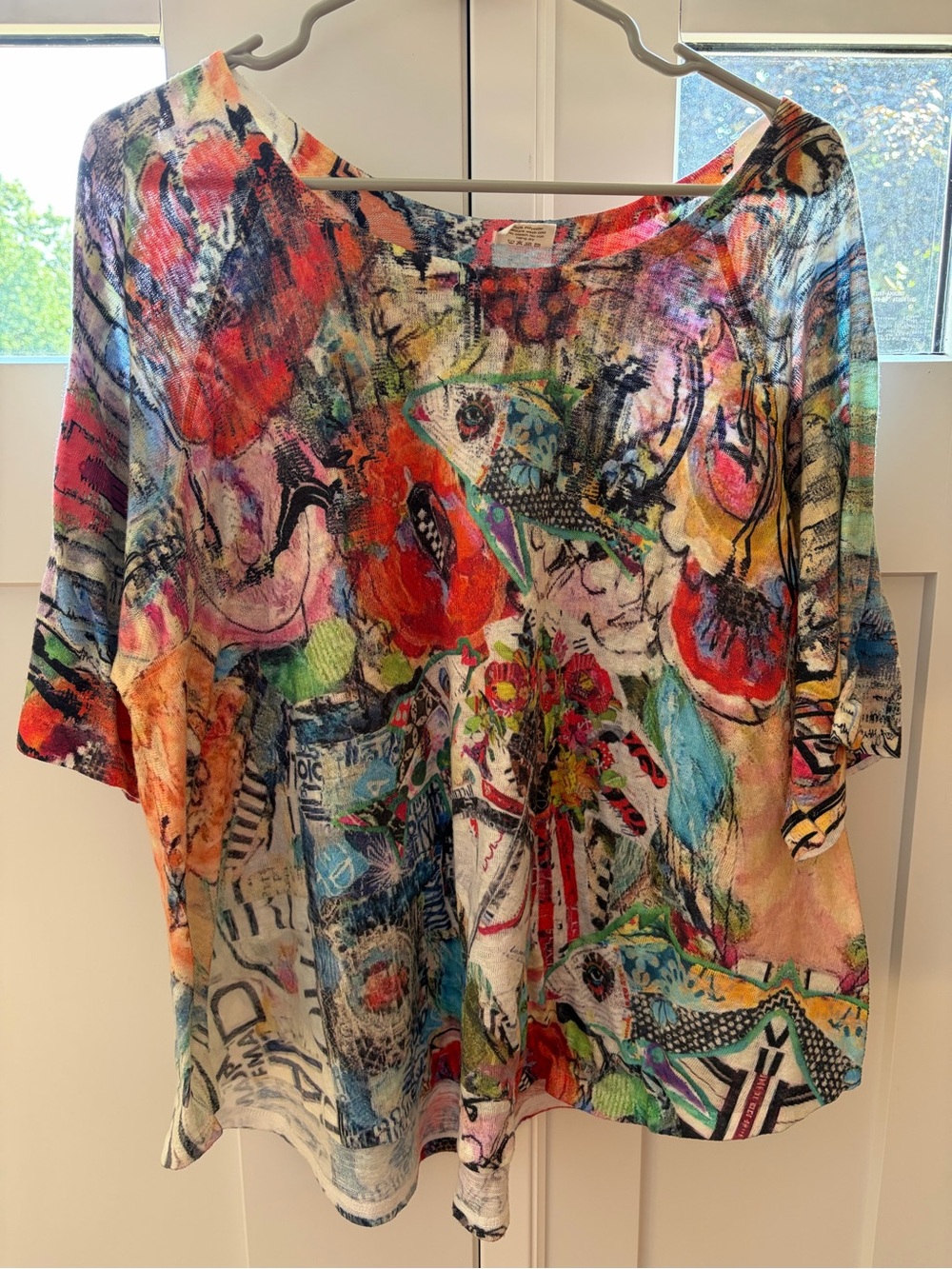 Artsy Tee Multicolor Abstract Print Relaxed Top Colorful 1X Et Lois